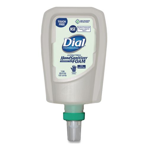 Image of Dial® Professional 16694 Antibacterial Foaming Hand Sanitizer Refill For Fit Touch Free Dispenser, 1 L Bottle, Fragrance-Free, 3/carton