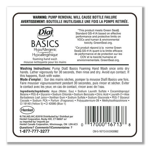 Image of Dial® Professional 16714 Basics Hypoallergenic Foaming Hand Wash Refill for FIT Manual Dispenser, Honeysuckle Scent, 1.2 L, 3/Carton