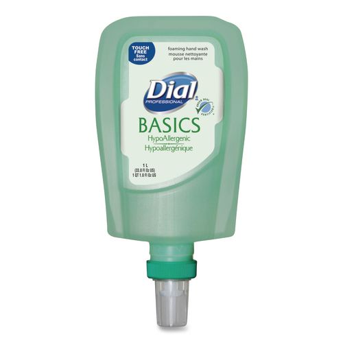 Image of Dial® Professional 16722 Basics Hypoallergenic Foaming Hand Wash Refill for FIT Touch Free Dispenser, Honeysuckle Scent, 1 L, 3/Carton
