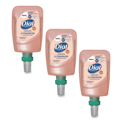 Image of Dial® Professional 16670 Antibacterial Foaming Hand Wash Refill for FIT Manual Dispenser, Original Scent, 1.2 L, 3/Carton