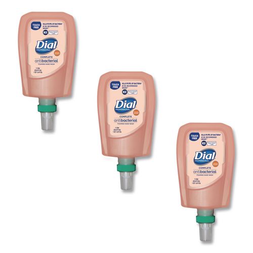 Image of Dial® Professional 16674 Antibacterial Foaming Hand Wash Refill for FIT Touch Free Dispenser, Original Scent, 1 L, 3/Carton