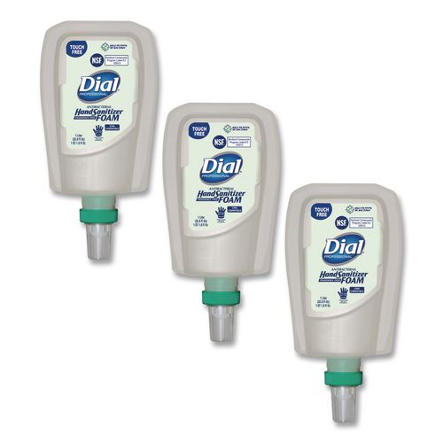 Image of Dial® Professional 16694 Antibacterial Foaming Hand Sanitizer Refill For Fit Touch Free Dispenser, 1 L Bottle, Fragrance-Free, 3/carton