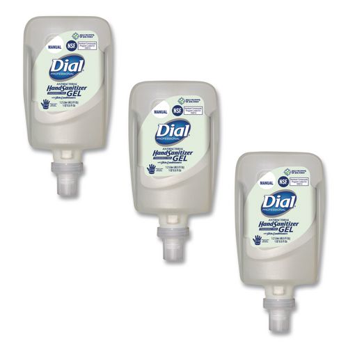 Image of Dial® Professional 16706 Antibacterial Gel Hand Sanitizer Refill For Fit Manual Dispenser, 1.2 L, Fragrance-Free, 3/carton