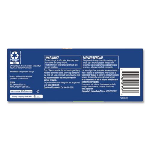 Image of Ziploc® 383211 Resealable Sandwich Bags, 6.5" x 5.88", Clear, 90/Pack