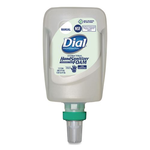 Image of Dial® Professional 19038 Antibacterial Foaming Hand Sanitizer Refill For Fit Manual Dispenser, 1.2 L Bottle, Fragrance-Free, 3/carton