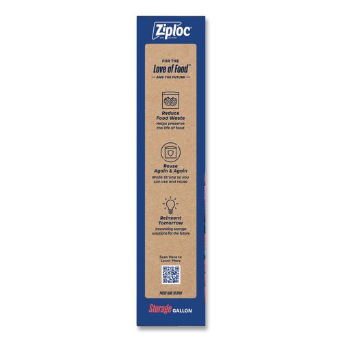 Image of Ziploc® 383231 Double Zipper Storage Bags, Triple System Seal, Gallon, 9.6" x 12.1", Clear, 22 Bags/Box, 12 Boxes/Carton