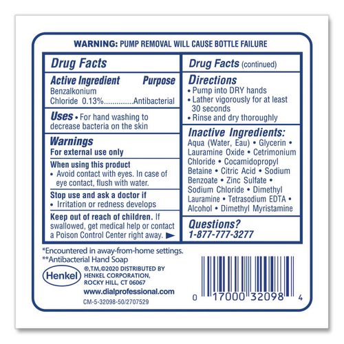 Image of Dial® Professional 32100CT Clean+Gentle Antibacterial Foaming Hand Wash Refill for FIT Manual Dispenser, Fragrance-Free, 1.2 L, 3/Carton