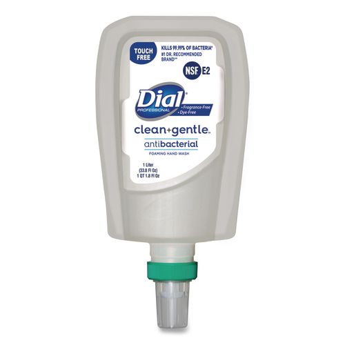Image of Dial® Professional 32106CT Clean+Gentle Antibacterial Foaming Hand Wash Refill for FIT Touch Free Dispenser, Fragrance-Free, 1 L, 3/Carton
