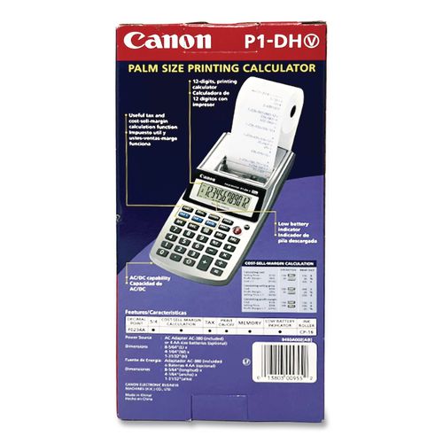 Image of Canon® 2203C001 P1-Dhv 12-Digit Palm Printing Calculator, Purple Print, 2 Lines/sec