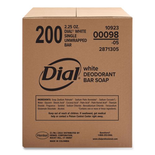 Image of Dial® Professional 98 Antibacterial Deodorant Bar Soap, Clean Fresh Scent, 2.5 oz, 200/Carton