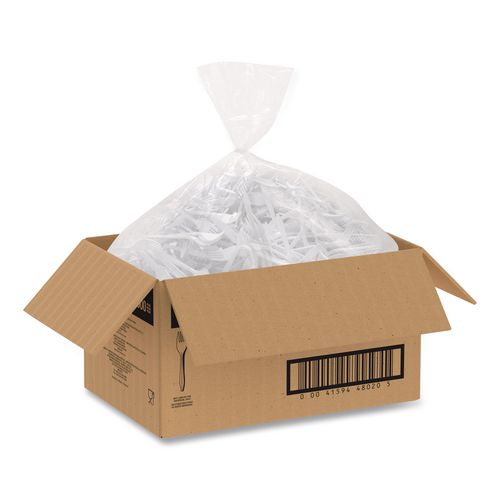 Image of SOLO® F6OW Style Setter Medium Weight Polypropylene Cutlery, Fork, Plastic, White, 1,000/Carton