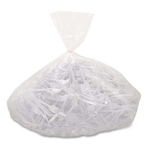 Image of SOLO® F6OW Style Setter Medium Weight Polypropylene Cutlery, Fork, Plastic, White, 1,000/Carton