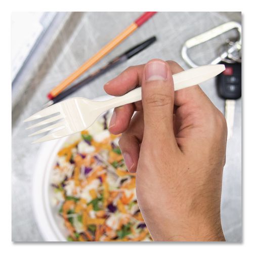 Image of SOLO® F6OW Style Setter Medium Weight Polypropylene Cutlery, Fork, Plastic, White, 1,000/Carton