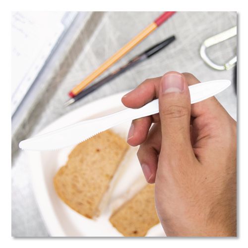 Image of SOLO® K6OW Style Setter Medium Weight Polypropylene Cutlery, Knife, Plastic, White, 1,000/Carton