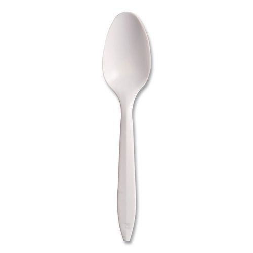 Image of SOLO® S6OW Style Setter Medium Weight Polypropylene Cutlery, Teaspoon, Plastic, White, 1,000/Carton