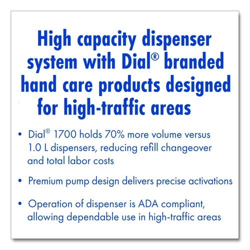 Image of Dial® Professional Dial 1700 Manual Dispenser, 1.7 L, 7.07 x 3.95 x 12.66, Pearl, 3/Carton
