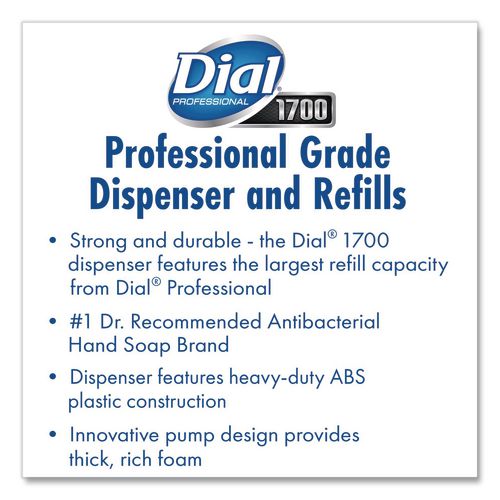 Image of Dial® Professional Dial 1700 Manual Dispenser, 1.7 L, 7.07 x 3.95 x 12.66, Pearl, 3/Carton