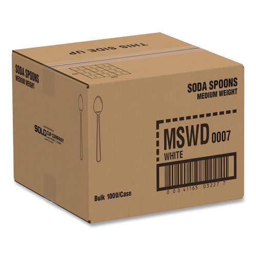 Image of SOLO® MSWD-0007 Specialty Cutlery, Soda Spoon, Plastic, White, 1,000/Carton