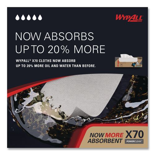 Image of WypAll® 41100 X70 Cloths, Flat Sheet, 16.6 x 14.9, White, 300/Carton