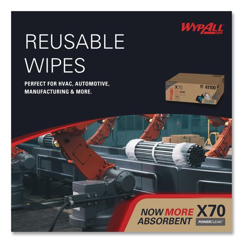 Image of WypAll® 41100 X70 Cloths, Flat Sheet, 16.6 x 14.9, White, 300/Carton