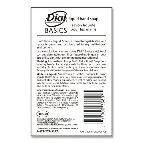 Image of Dial® Professional DIA 33809EA Basics MP Free Liquid Hand Soap Refill, Honeysuckle Scent, 3.78 L