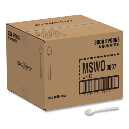 Image of SOLO® MSWD-0007 Specialty Cutlery, Soda Spoon, Plastic, White, 1,000/Carton