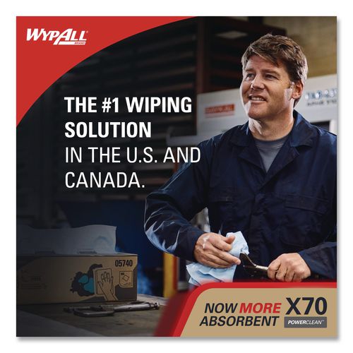 Image of WypAll® 41200 X70 Cloths, 1/4 Fold, 12.5 x 12, White, 76/Pack, 12 Packs/Carton
