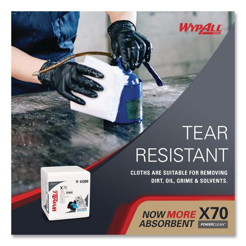 Image of WypAll® 41200 X70 Cloths, 1/4 Fold, 12.5 x 12, White, 76/Pack, 12 Packs/Carton
