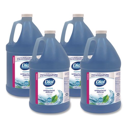Image of Dial® Professional 17000 35458 Antibacterial Defense Foaming Hand Wash Refill, Plus Aloe Formula, Spring Water Scent, 1 gal, 4/Carton