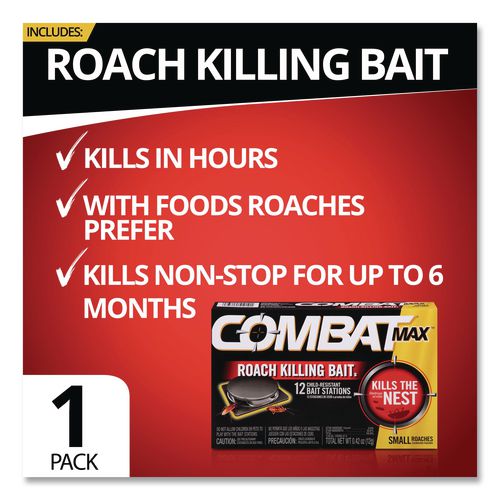 Image of Combat® DIA 51910 MAX Small Roach Quick Kill Formula, 0.43 oz, 12/Pack, 12 Packs/Carton