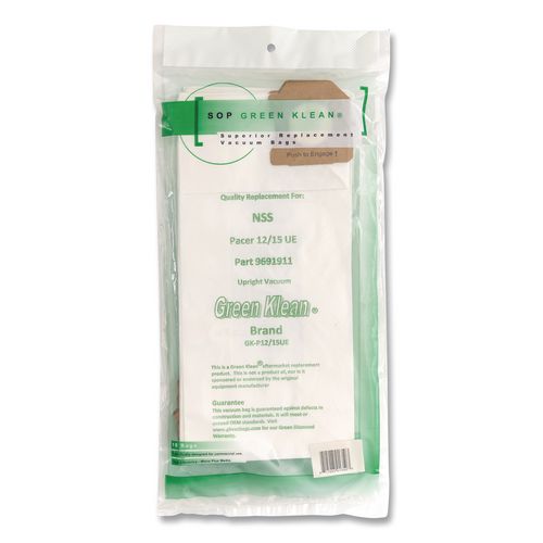 Image of Green Klean® GK-P12/15UE GK-P12/15UE Replacement Bag, 10 Bags/Pack, 10 Packs/Carton
