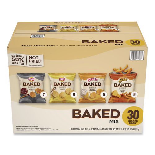 Image of Frito-Lay Baked Variety Pack, Baked Cheetos/Baked Lays BBQ/Baked Lays Original/Baked Ruffles Cheddar Sour Cream, 30 Bags/BX, 2 Boxes/CT