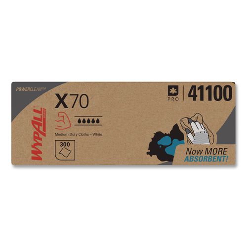 Image of WypAll® 41100 X70 Cloths, Flat Sheet, 16.6 x 14.9, White, 300/Carton