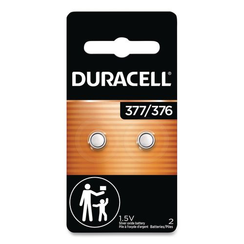 Image of Duracell® DURD377B2PK Button Cell Battery, 376/377, 1.5 V, 2/pack