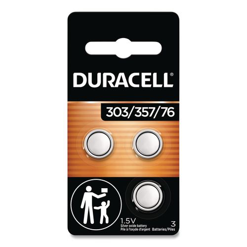 Image of Duracell® DU303/357-3PK Button Cell Battery, 303/357, 1.5 V, 3/pack