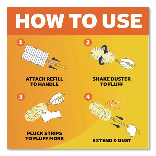 Image of Swiffer® 80797932 Heavy Duty Dusters Starter Kit, Handle Extends To 3 Ft, 1 Handle With 12 Duster Refills