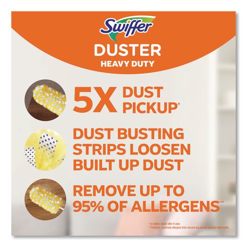 Image of Swiffer® 80797932 Heavy Duty Dusters Starter Kit, Handle Extends To 3 Ft, 1 Handle With 12 Duster Refills