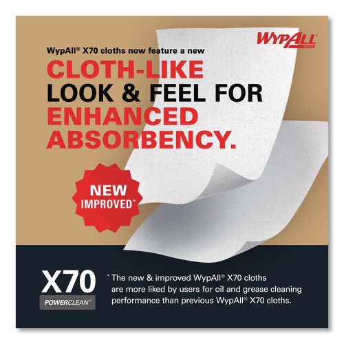 Image of WypAll® 41455 X70 Cloths, POP-UP Box, 9.13 x 16.8, White, 96/Box, 10 Boxes/Carton