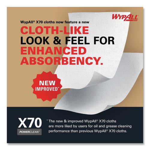 Image of WypAll® 41600 X70 Cloths, Jumbo Roll, Perforated, 12.4 x 12.2, White, 820 Towels/Roll