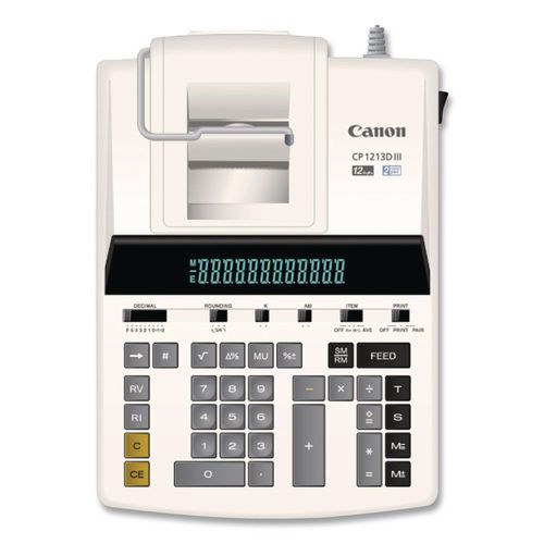 Image of Canon® 9933B001 CP1213DIII 12-Digit Heavy-Duty Commercial Desktop Printing Calculator, Black/Red Print, 4.8 Lines/Sec