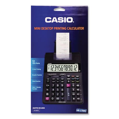 Image of Casio® HR-170RC HR170R Printing Calculator, Black/Red Print, 2 Lines/Sec