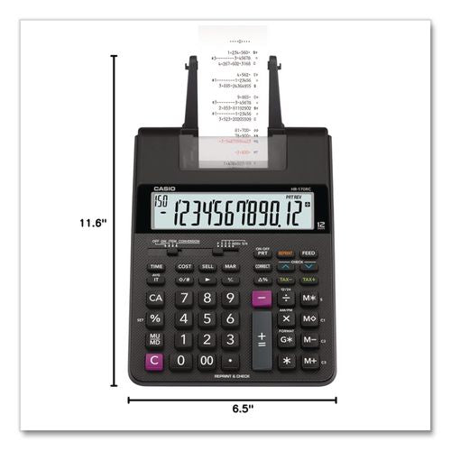 Image of Casio® HR-170RC HR170R Printing Calculator, Black/Red Print, 2 Lines/Sec