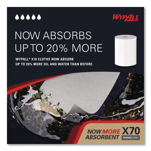 Image of WypAll® 41702 X70 Cloths, Center-Pull, 9.8 x 12.2, White, 275/Roll, 3 Rolls/Carton