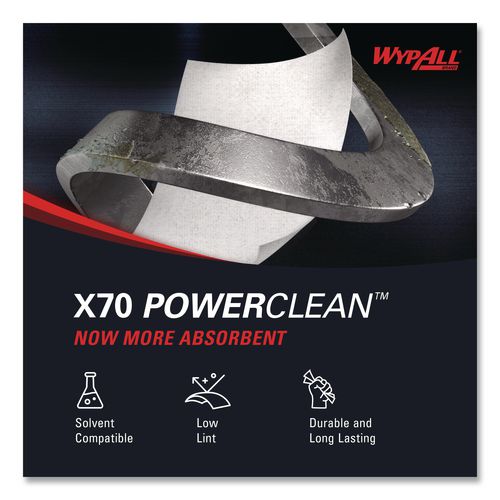 Image of WypAll® 41702 X70 Cloths, Center-Pull, 9.8 x 12.2, White, 275/Roll, 3 Rolls/Carton