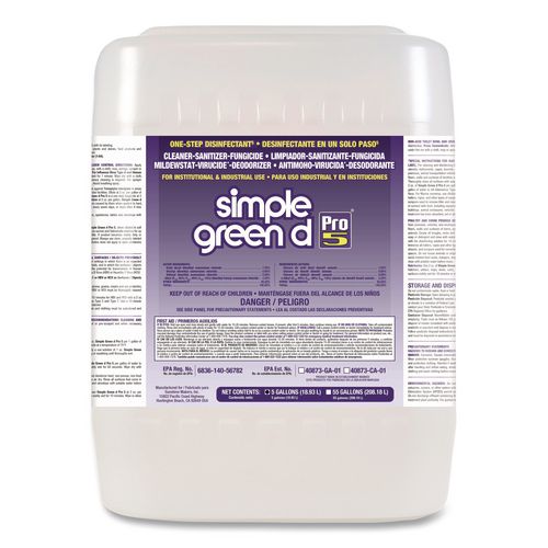 Image of Simple Green® 3400000130505 d Pro 5 Disinfectant, Unscented, 5 gal Pail