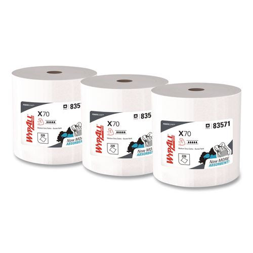 Image of WypAll® 83571 X70 Wipers in a Bucket Refills, No Bucket, 13 x 10, Unscented, White, 220/Rolls, 3 Rolls/Carton