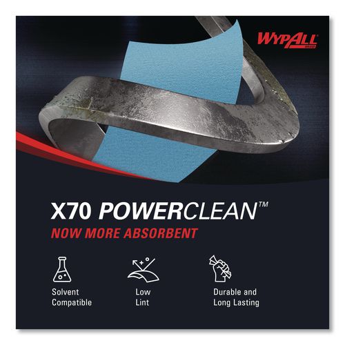 Image of WypAll® 41412 X70 Cloths, POP-UP Box, 9.13 x 16.8, Blue, 96/Box, 10 Boxes/Carton