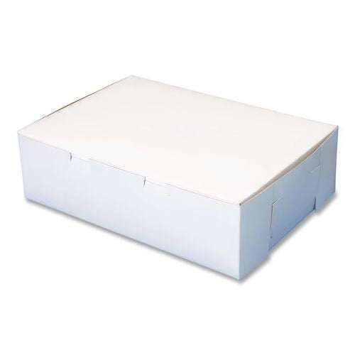 Image of SCT® SCH 1025 White One-Piece Non-Window Bakery Boxes, 1/4-Sheet Cake Box, 14 x 10 x 4, White, Paper, 100/Carton