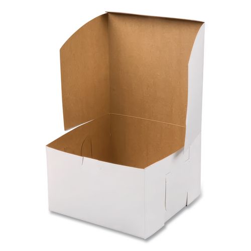 Image of SCT® 9455 White One-Piece Non-Window Bakery Boxes, 8 x 8 x 5, White, Paper, 100/Carton