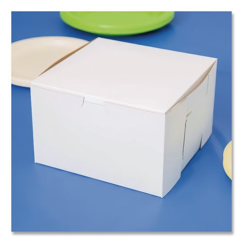 Image of SCT® 9455 White One-Piece Non-Window Bakery Boxes, 8 x 8 x 5, White, Paper, 100/Carton